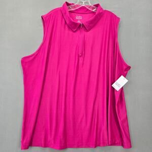 Croft & Barrow Plus Pink Fuchsia Sleeveless Blouse Shirt Zip NEW $30 Women's 4X